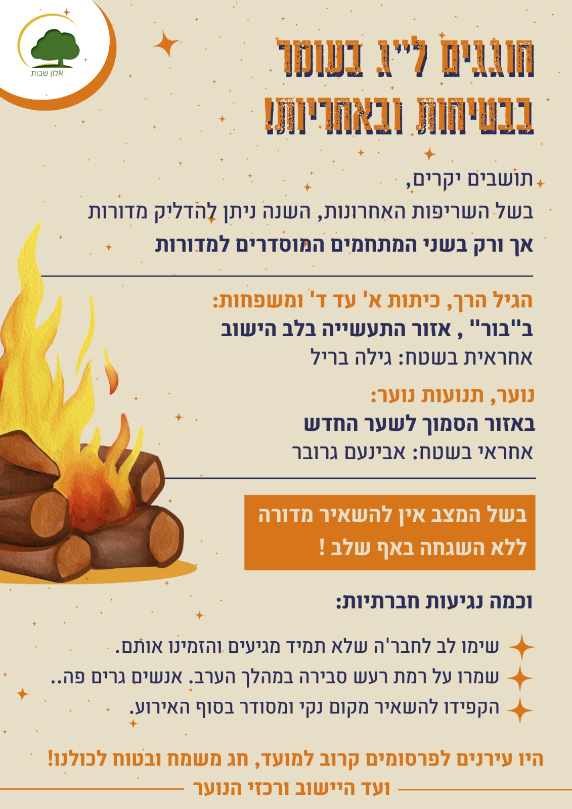המדורות ביישוב בצילום מרחפן ותוצאות האזעקה בעיצומו של חג